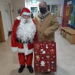 Photo of Town Mayor Cllr Mike Prew visiting Caerphilly Care Homes, December 2021